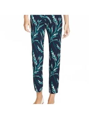 Draper James Love Field Knoxville Blue Pants Leaf Print